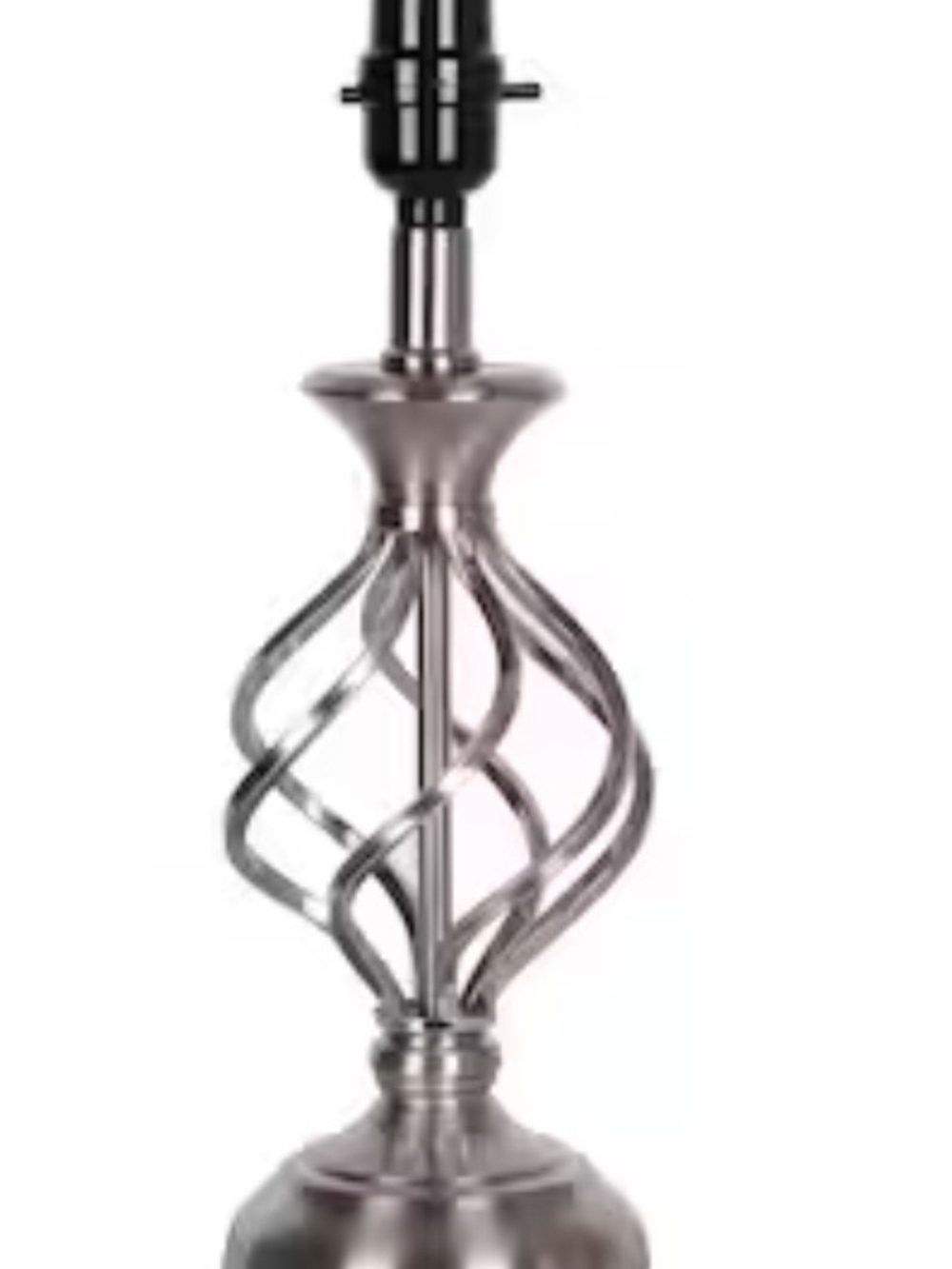 Spiral Metal Table Lamp Base in Brushed Silver